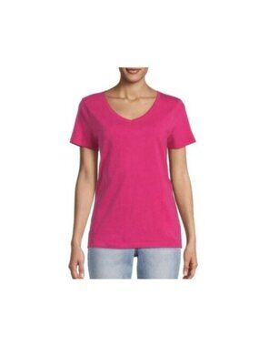 Time And Tru Vneck Relaxed Fit Tee Tshirt Small PInk New Summer Casual